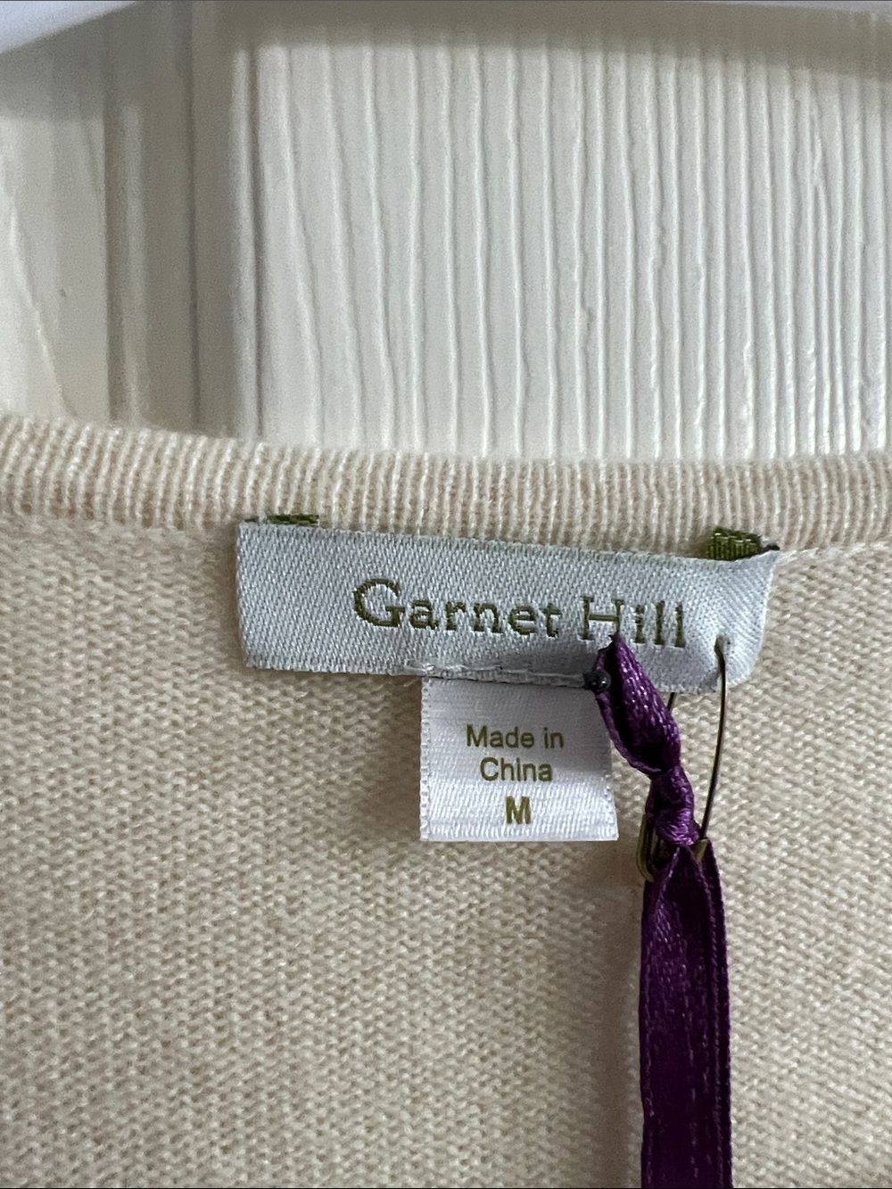 Garnet Hill Cream Tie-Front Knit Cashmere Cardigan - Picture 2 of 8
